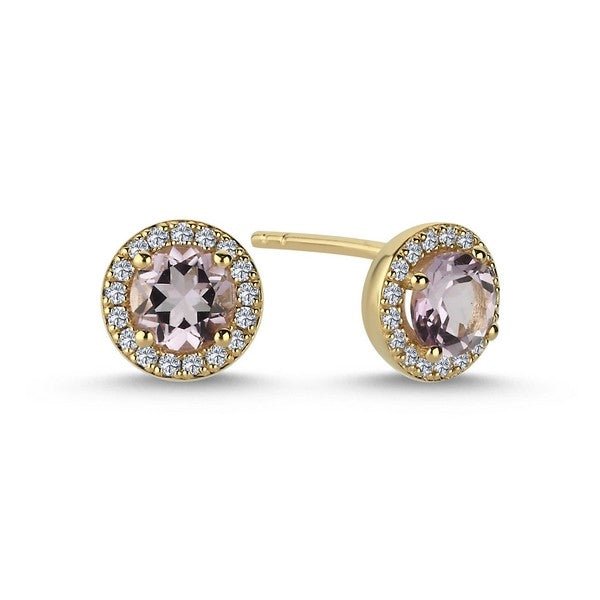 Nuran Grace øreringe i 14 kt guld med pink ametyst og 0,18 ct diamanter.